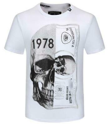 Bargain sales Fashion Men's Casual T-shirts Skull Pattern Short Sleeve Cotton Summer Tee M-XXL