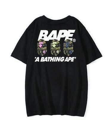 Bargain sales Fashion Women Men's Monkey icon Round Casual Short Sleeve T-Shirt Black XL