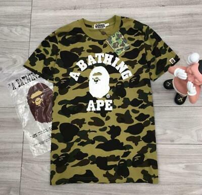 Bargain sales Fashion Men's bape Camo Monkey icon Round neck  Summer T-Shirts Green Large