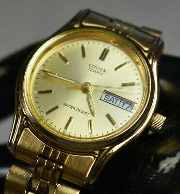 Bargain sales Citizen Women's P6000 Gold Tone Stainless Steel Watch w/ Date NEW BATTERY!
