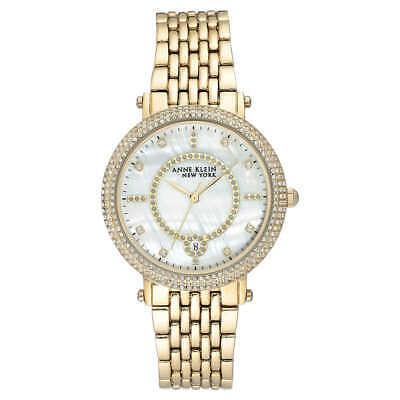 Bargain sales Anne Klein Women's 12/2312MPGB Crystal Accented Gold Tone Watch w/ MOP Dial