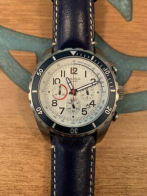 Bargain sales Men’s Nautica Watch Navy Blue Leather White Face