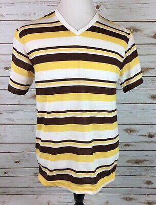 Bargain sales More Fashion Polo Shirt Mens Med V Neck Stripe S/S Lightweight Cotton/Poly NEW