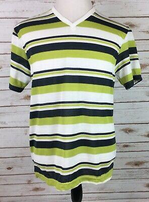 Bargain sales More Fashion Polo Shirt Mens Med V Neck Stripe S/S Lightweight Cotton/Poly NEW