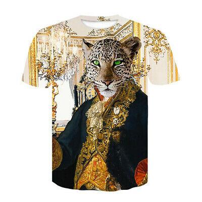 Bargain sales Hot Fashion Women Men T-Shirt 3D Print Animal Leopard King Short Sleeve Tee Tops