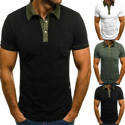 Bargain sales Fashion Men's Summer Pure Color Slim Fit Short Sleeves Lapel Blouse Tops T-Shirt