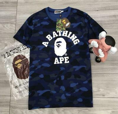 Bargain sales Fashion Mens bape Camo Monkey Comfortable Summer  a bathing ape T-Shirts Blue XL