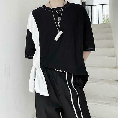 Bargain sales Men's Fashion Summer Round Collar Color Matching T-shirt Gothic Punk Loose Tee
