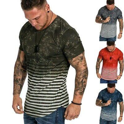 Bargain sales Men O-neck Fashion Home Striped Pattern Casual Gradient Lapel Short Sleeve Shirt