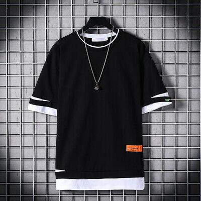 Bargain sales Fashion Men' Trendy Hole  T-shirt Solid Color Bottoming Shirt Loose Half-sleeve