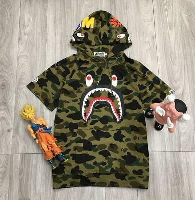 Bargain sales Fashion Men's Camo Shark Short Sleeve Hoodie Round Neck Cotton T-Shirts M-XXL
