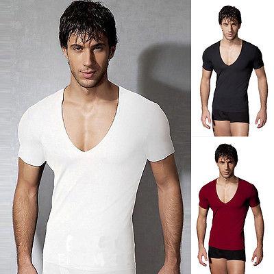 Bargain sales Fashion Men's Short Sleeve Deep V Neck T Shirt Tee Silm Fit Shirts Muscle Tops