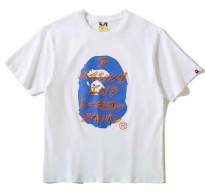 Bargain sales New Summer Men's Japan blue Monkey Head Cotton Fashion bape Tee White Size L