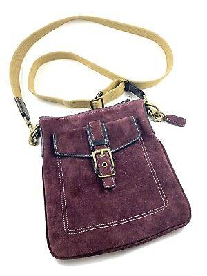 Bargain sales COACH Hamilton Burgundy Suede Leather Crossbody Small Bag Swingpack