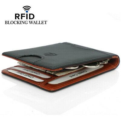 Bargain sales Men's Genuine Leather Slim Billfold Wallet RFID Blocking Card Holder Money Clip