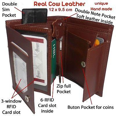 Bargain sales Men's Real COW Leather Wallet Exclusive Hand Made, Credit Card Holder Gift Pack