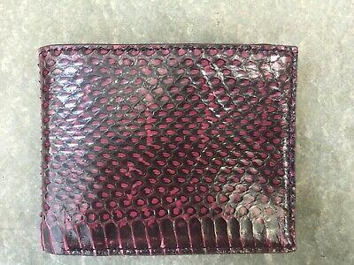 Bargain sales Genuine Real Python Leather Men's Bifold Wallet- Black Bordeaux Color