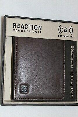 Bargain sales Kenneth Cole Men's Brown Faux Leather Thin Passcase Wallet RFID Protection NWT