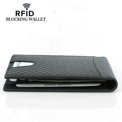 Bargain sales Men's Carbon Fiber Grain Billfold Wallet RFID Blocking ID Card Holder Money Clip
