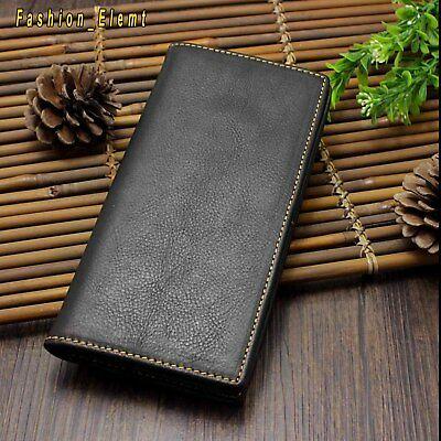 Bargain sales Mens Long Wallet Many Card Slots Money Pocket Black Genuine Leather Wallet Gift