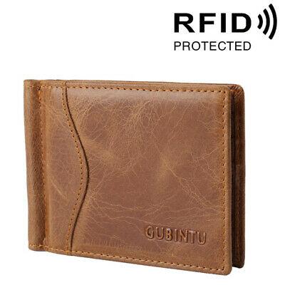 Bargain sales Men's Genuine Leather RFID Blocking Card Holder Money Clip Slim Billfold Wallet