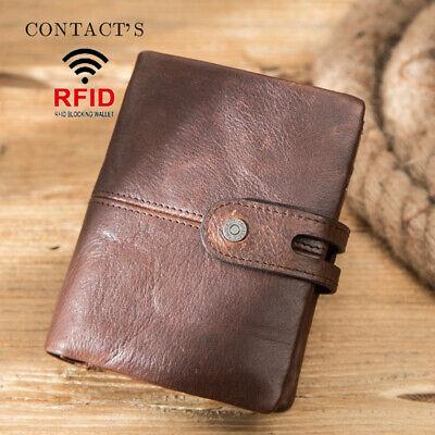 Bargain sales Men's RFID Blocking Wallet Genuine Leather Purse Bifold Credit Card Coins Holder