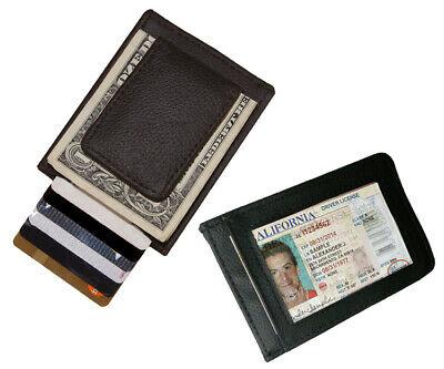 Bargain sales BLACK MEN'S GENUINE LEATHER MAGNETIC MONEY CLIP ID BAGE WALLET...
