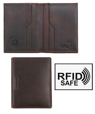 Bargain sales Men's Alperto Luxury Designer Brown Leather Card Holder Wallet RFID Blocking New