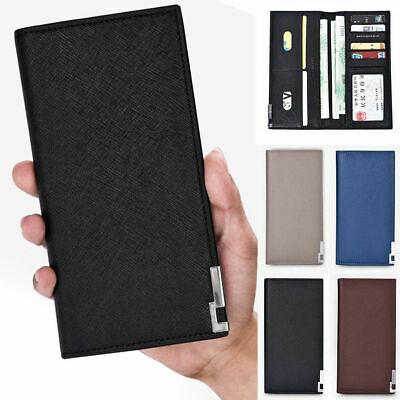 Bargain sales Men's Leather Wallet Phone ID Card Holder Coffee Brown Long Billfold