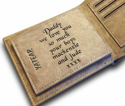 Bargain sales Men's Personalised Engraved Real Leather Wallet Credit Card Holder Birthday Gift