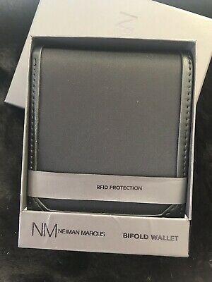Bargain sales New Neiman Marcus Men's Bi Fold Wallet Black RFID Protection Nylon