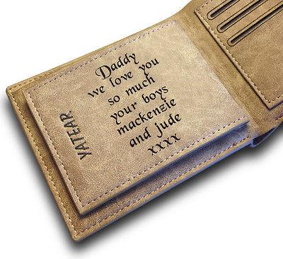 Bargain sales Men's Personalised Engraved Leather Wallet Birthday/ Christmas/ Wedding Gift
