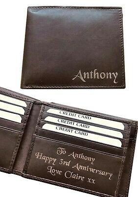 Bargain sales Men's Personalised Engraved Real Soft Brown Leather Wallet Birthday Gift Dad