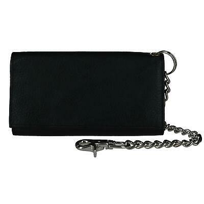 Bargain sales New CTM Men's Pebble Grain Leather RFID Long Trifold Trucker Chain Wallet