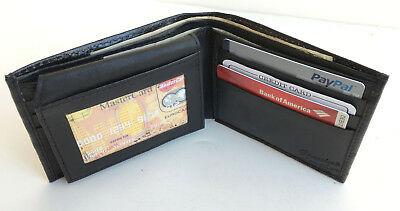 Bargain sales Black Genuine Leather Men's Bifold Wallet ID Card Flap Top U.S. SELLER