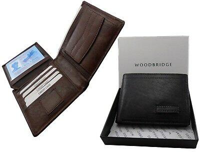 Bargain sales WoodBridge Men's Designer Genuine Leather Wallet ID/Credit Card Gift Boxed 1Free