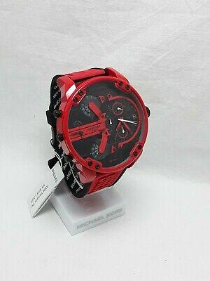 Bargain sales Diesel Mr Daddy Red  Rubber Band Black Dail With Date Men's DZ7431