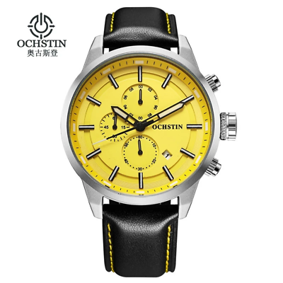 Bargain sales OCHSTIN Sport Watches for Men Fashion Casual Chronograph Watches Men Leather Spo