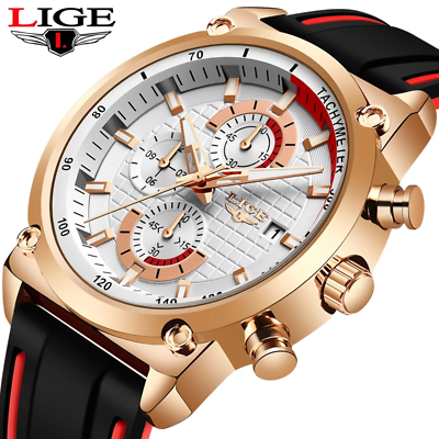 Bargain sales 2020 LIGE Casual Fashion Silicone Watches Men's Sports