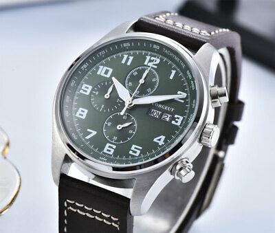 Bargain sales 42mm Corgeut Quartz movement men's watch luminous date week Full Chronograph