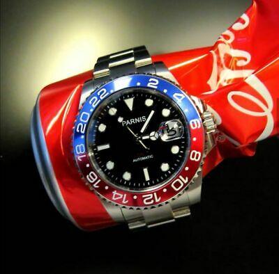 Bargain sales Sapphire Glass 40mm PARNIS GMT Men's Watch Luminous Date Automatic Movement