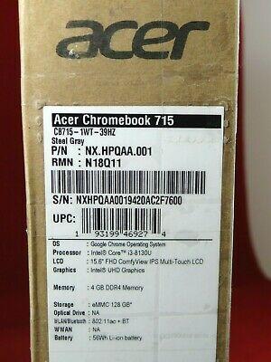 Bargain sales *BRAND NEW!* ACER CHROMEBOOK 715, 15.6" FHD TOUCHSCREEN INTEL i3-8130U 128GB SSD