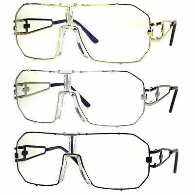 Bargain sales Mens Oversize Shield Squared Pilots Robotic Clear Lens Eye Glasses