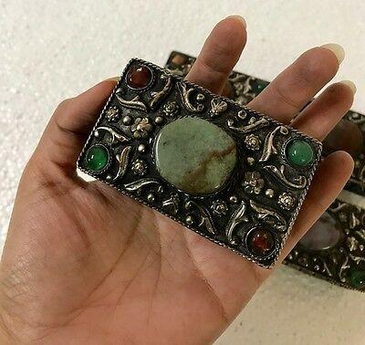 Bargain sales India Jaipuri Antique Carved Agate Chalcedony Stones Studded Jewllery Box 4 PC