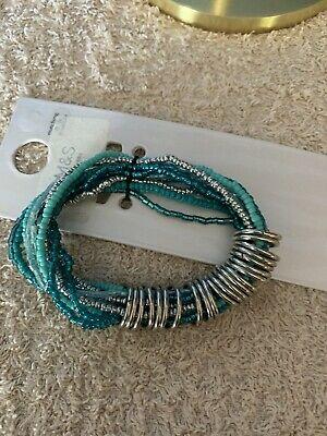 Bargain sales Unbranded Turquiose Beaded Multi Strand Bracelet Elasticated Costume Jewllery