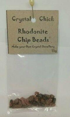 Bargain sales RHODONITE TUMBLED CHIP BEADS 15g BAG ~ FANTASTIC WAY TO MAKE YOUR OWN JEWLLERY