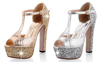Bargain sales Hot Women Sandals shoes T Strap Platform Peep Toe High Heels party Wedding Shoes
