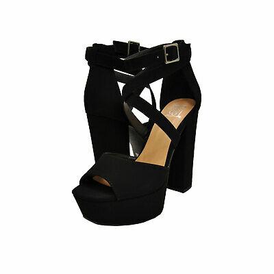 Bargain sales Women's Shoes Speed Limit 98 DECOR Peep Toe Platform Strappy Heels BLACK