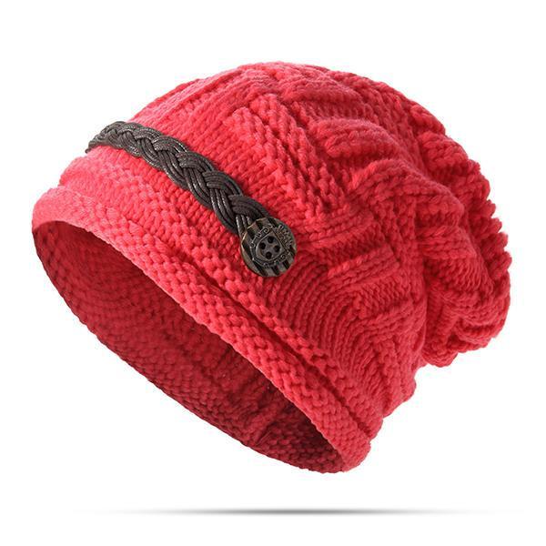 Bargain sales Women Girl Crochet Strap Knitting Caps Button Decorative Baggy Beanie Hat