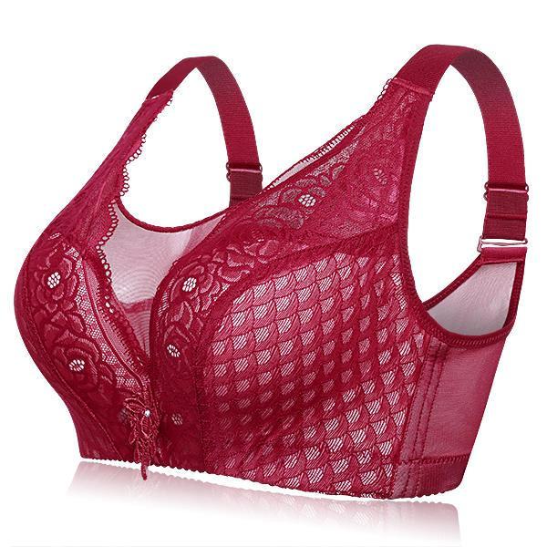 Bargain sales Sexy Plus Size Lace-trim Push Up Bra Ultra Thin Wireless Adjustable Underwear